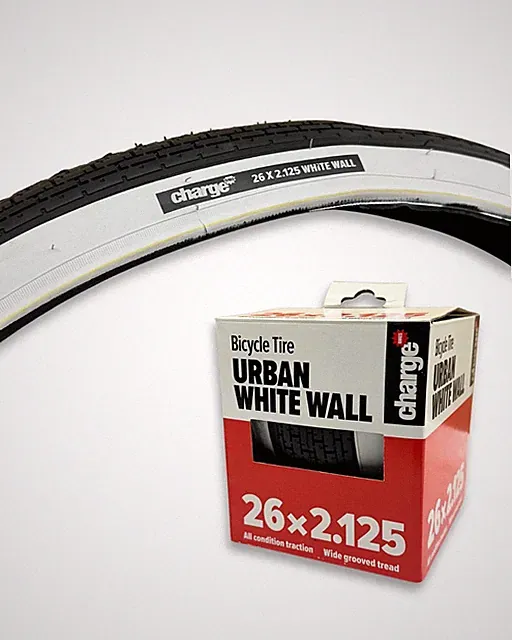 2 QTY Charge Innova 26x2.125 White Wall Bike Tires Urban Black/White 40-65 PSI