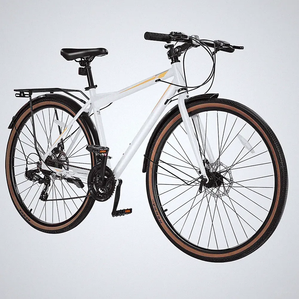 24-Speed Urban Hybrid Bike Aluminum Frame 700c 330lb Capacity Dual Disc
