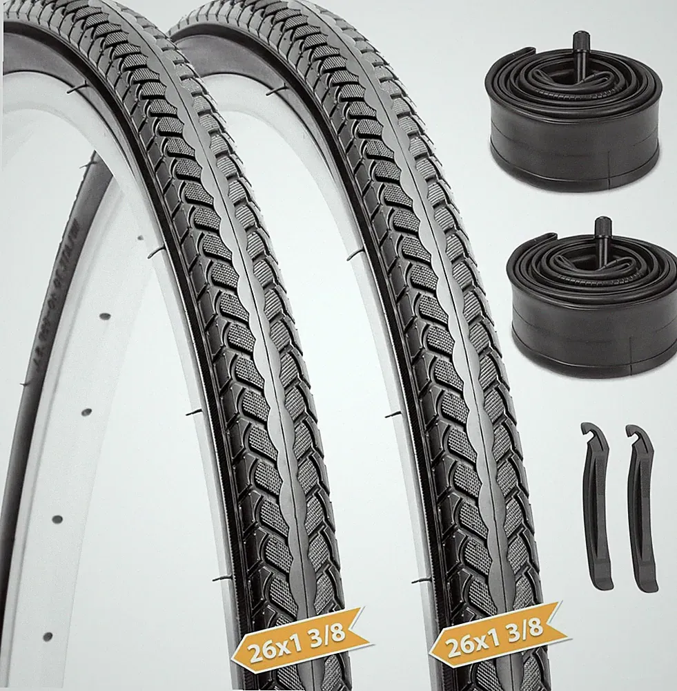 26X1 3/8 Bike Tire Set: 2-Pack (37-590) Folding High-Density Bicycle Tires with