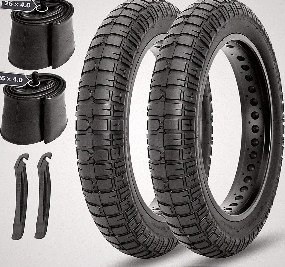 26x4.0 E-Bike Fat Tire Replacement Set with Tubes & Levers for Urban Riding