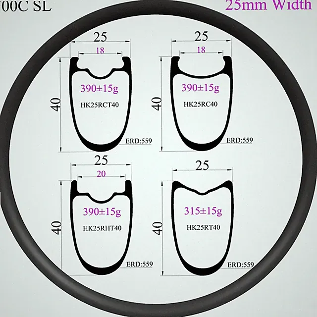 700C Road Bicycle Carbon Rim Hookless Tubeless Clincher Tubular 16-32 Holes
