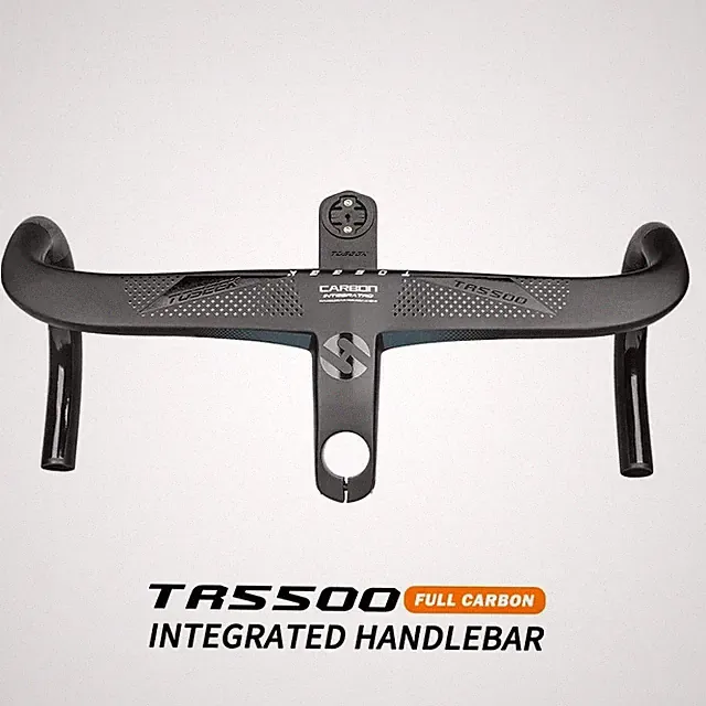 Bicycle Drop Bar Carbon Integrated Handlebar 28.6mm with Bike Computer Holder