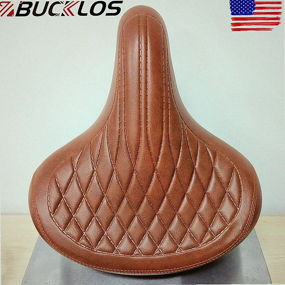 BUCKLOS Comfort Wide Big Bum Saddle Seat Retro MTB Road Bike Soft Cushion Pad US