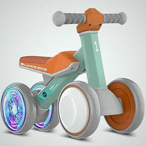 Colorful Lighting Baby Balance Bike Toys for 1 Year Old Boys Girls Gifts, Green