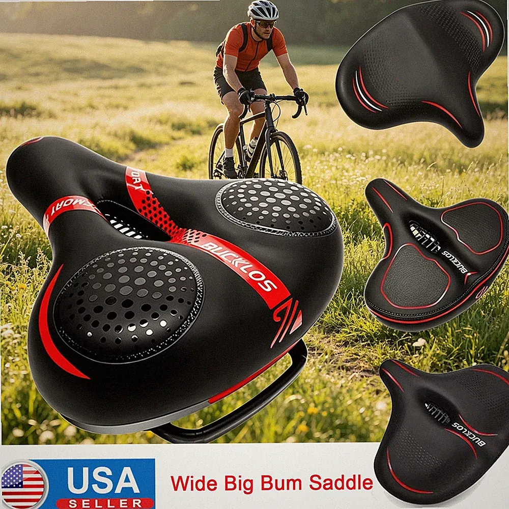 Cruise Bicycle Seat Extra Wide Oversize Big Bum Comfort Saddle Shock Cushion Pad