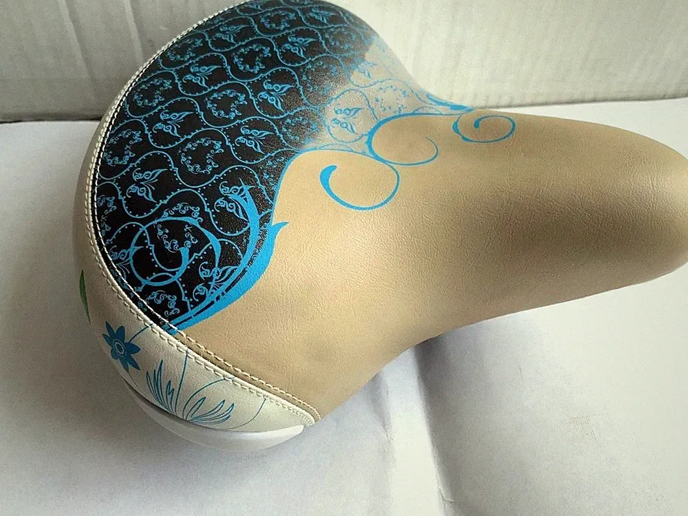 Custom Bicycle Seat Tri-Tone Cruiser City Tricycle Bike CREAM/BLACK/BLUE
