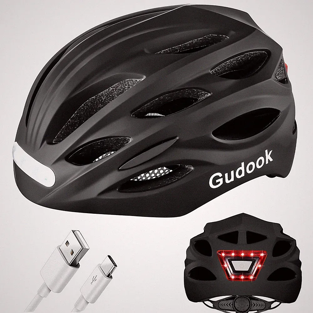 Gudook Bike Helmet with LED Light: Bicycle Helmets for Men & Women & Adults w...
