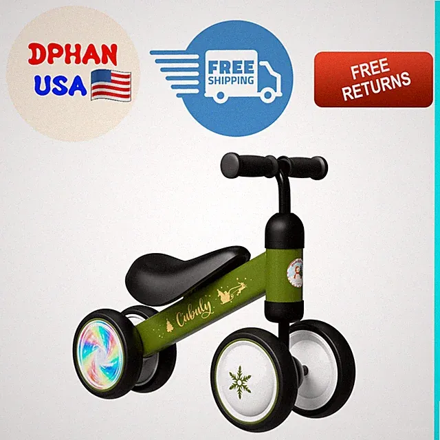 Indoor/Outdoor Toddler Balance Bike with Non-Slip Handlebars - Green Style