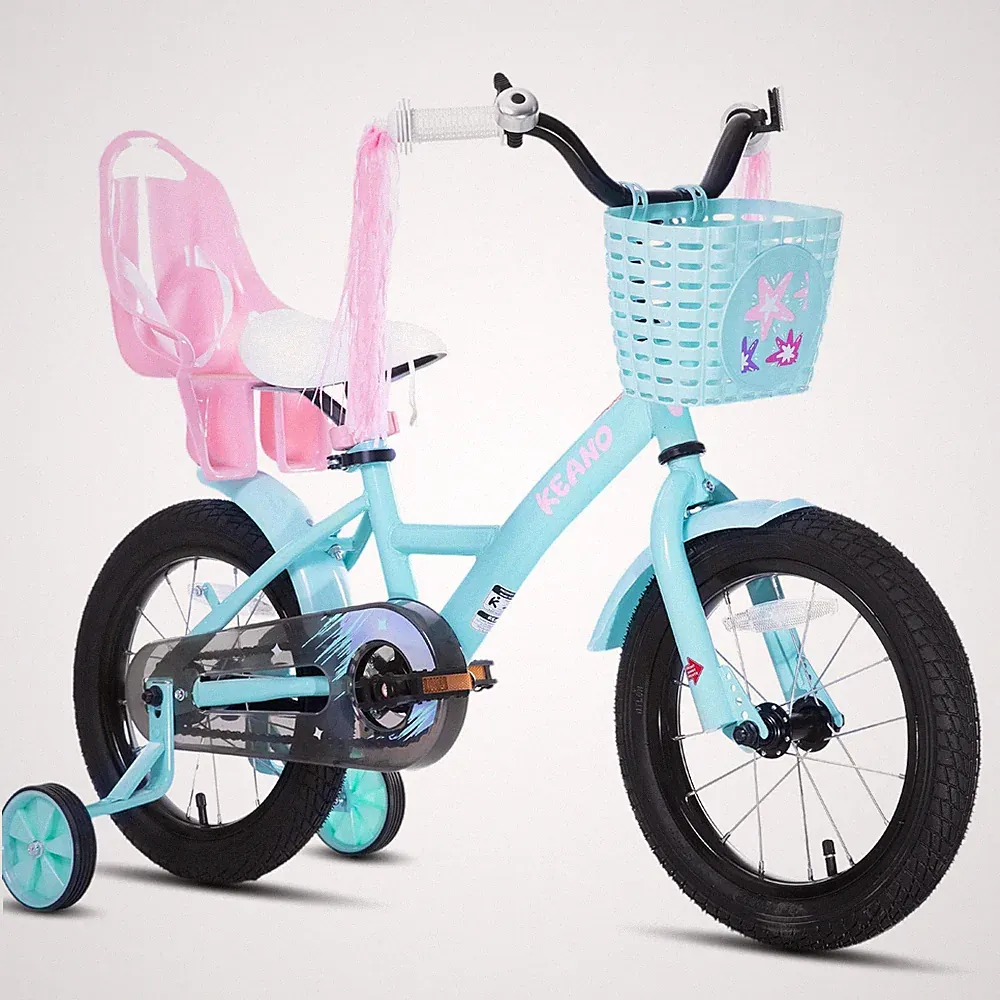 KEANO Zinnia 16 Inch Kids Bike for Girls Ages 4-6 with Training Wheels Green