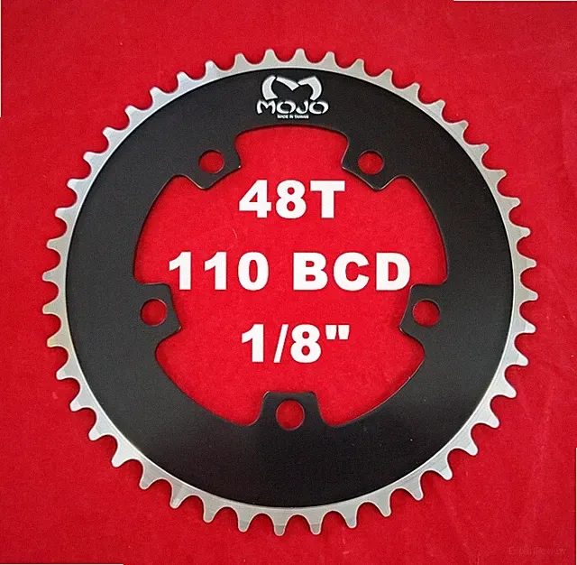 MOJO Fixed Gear Chainring 48T - 110 BCD Track Fixie single speed 1/8" - BLACK