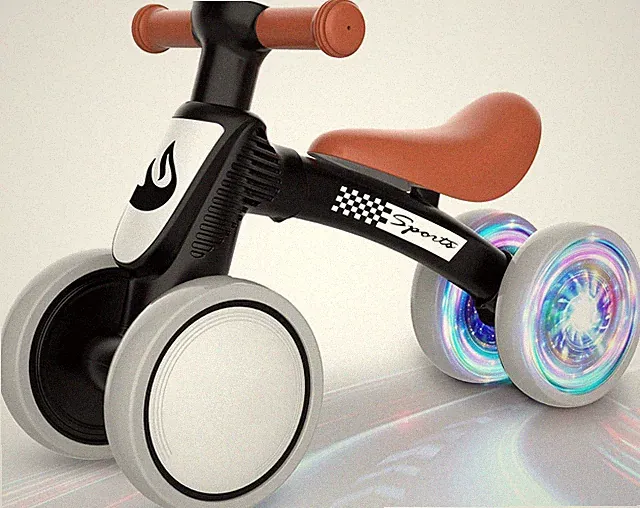 Toddler Balance Bike, No Pedal 4 Silence Wheels Colorful Lighting