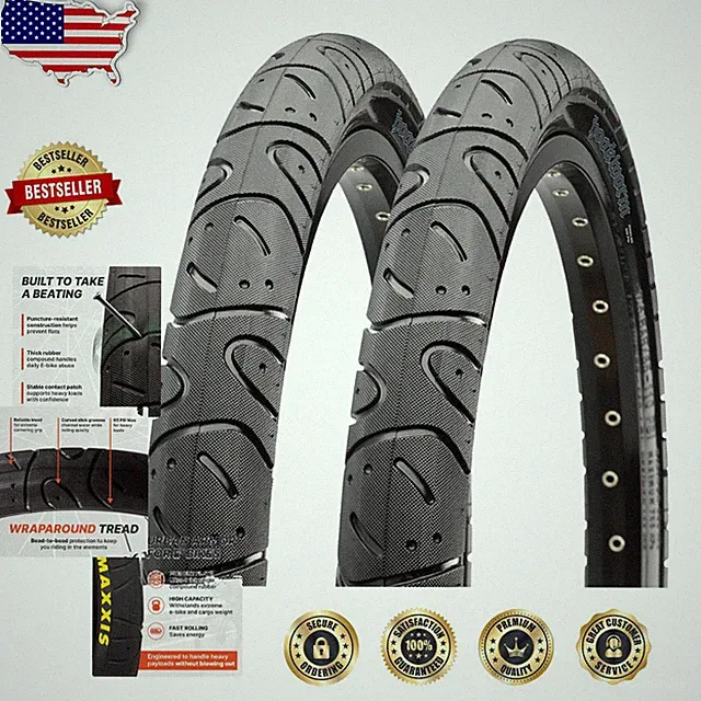 Ultra-Durable Hookworm Bicycle Tires 20x1.95 BMX Cruiser Urban 2 Pack Black