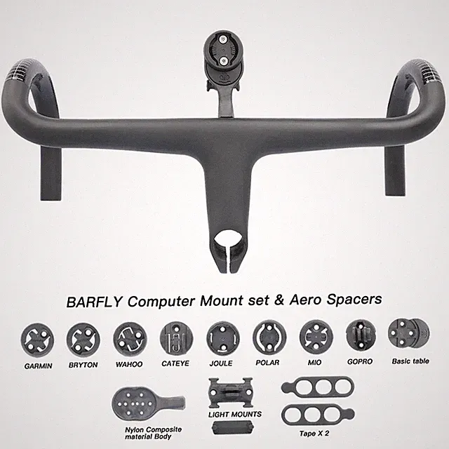 Ultra Light Carbon Road Bike Alpinist Integrated Handlebar with Computer Mounts