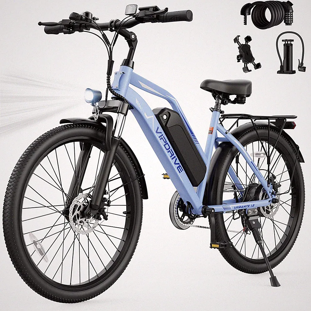 VIPDRIVE 26" Electric Bike for Adult 48V Peak 750W Commuter EBike 20MPH Bicycle